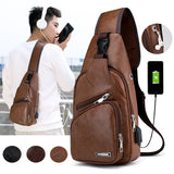 2019 Hot Men's Shoulder Bag Sling Chest Pack Canvas Charging Sports Crossbody Handbag