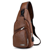 2019 Hot Men's Shoulder Bag Sling Chest Pack Canvas Charging Sports Crossbody Handbag