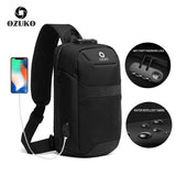 OZUKO 2019 New Men Anti-thief Chest Bags Lock Design Multifunction Shoulder Crossbody Bags For Men Trip Waterproof Messenger Bag