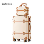 BeaSumore New Retro Rolling Luggage Set Spinner Women Travel bag Suitcase Wheels Password Trolley 20 inch Student Carry On Trunk