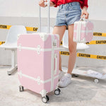 BeaSumore New Retro Rolling Luggage Set Spinner Women Travel bag Suitcase Wheels Password Trolley 20 inch Student Carry On Trunk