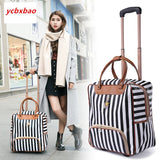 Women Trolley Luggage Rolling Suitcase Casual Stripes Rolling Case Travel Bag on Wheels Luggage Suitcase with Wheels