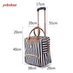 Women Trolley Luggage Rolling Suitcase Casual Stripes Rolling Case Travel Bag on Wheels Luggage Suitcase with Wheels
